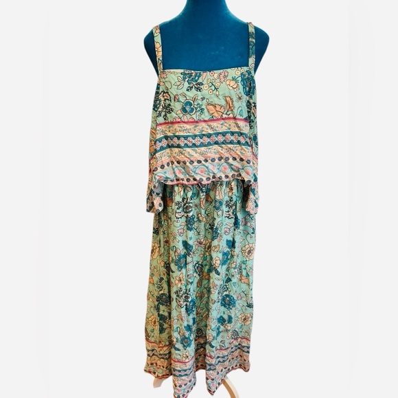 Blue Floral Bohemian Maxi Dress Size 18-20 - Picture 3 of 7